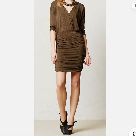 Anthropologies Dolan V-Neck  Slubby Blouson T-Shirt Dress Size Medium - Picture 1 of 14